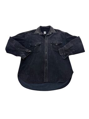 Vintage 1990s Casucci Black Corduroy Button-Up Shirt